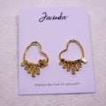 Swinging Textured Long Heart Earrings for Women, Gold Tone - view 5