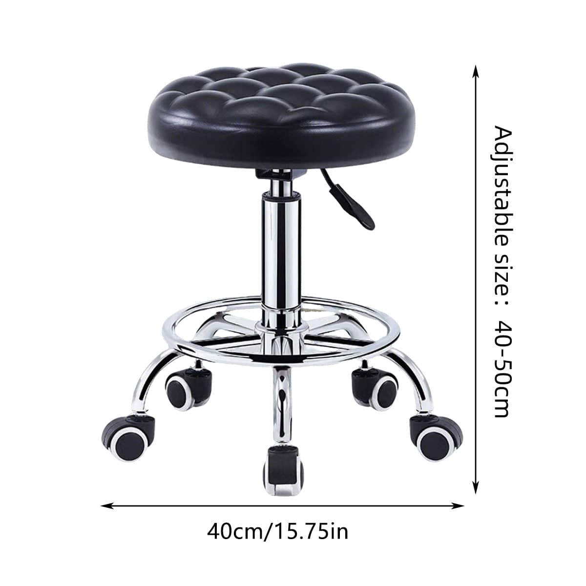 Swivel Height Adjustable Round Bar Stool with Padded Seat for Kitchen and Office - view 3