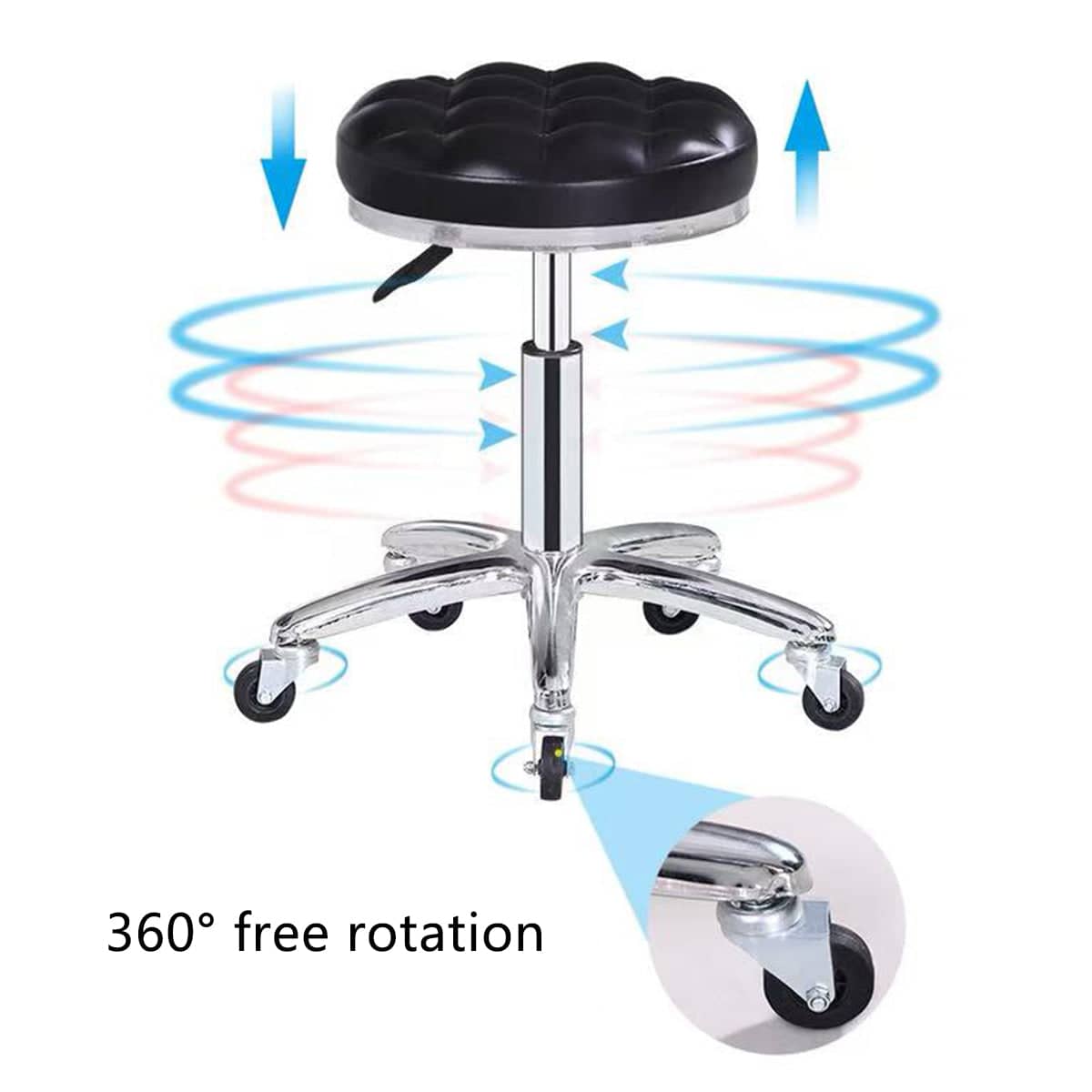 Swivel Height Adjustable Round Bar Stool with Padded Seat for Kitchen and Office - view 4