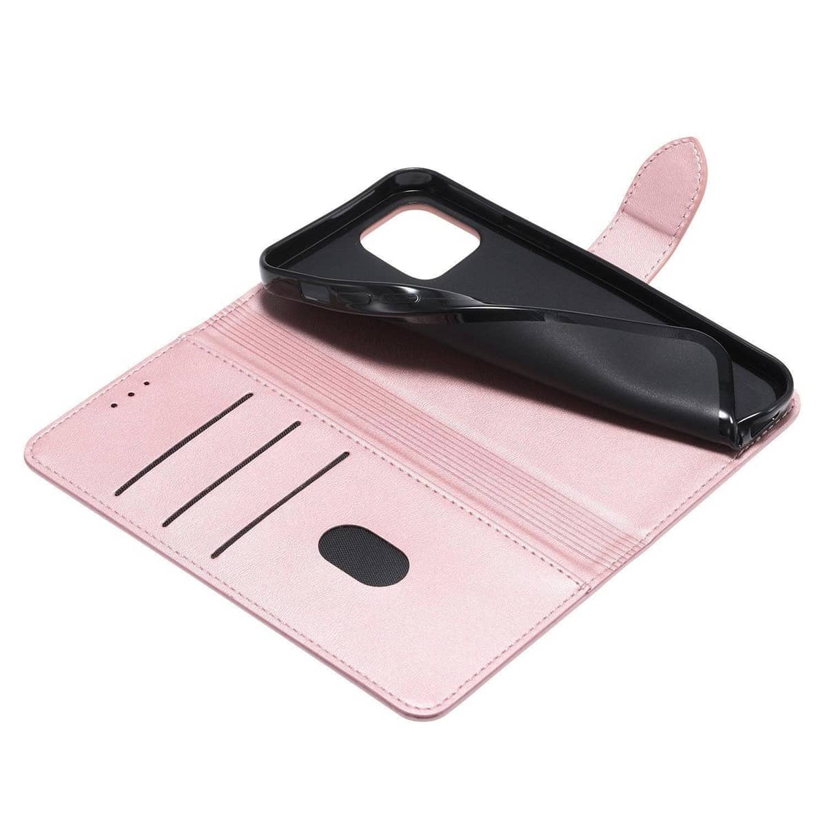 Rose Gold Faux Leather Wallet Flip Case with Card Slot - iPhone 13 Mini - view 5