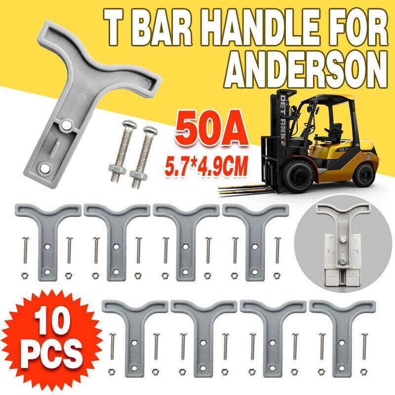 T-Bar Handle for Anderson Style 50 Amp Plug Connectors, Grey, Pack of 10
