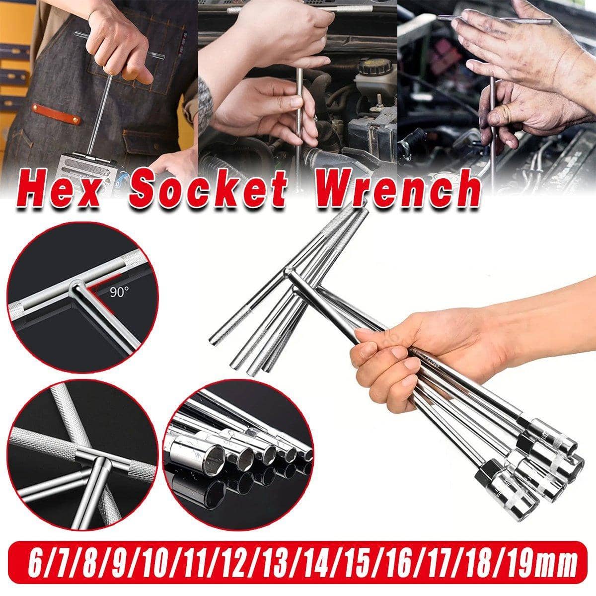 T-Handle Hex Socket Wrench, High-Strength Steel - 7 mm - view 2