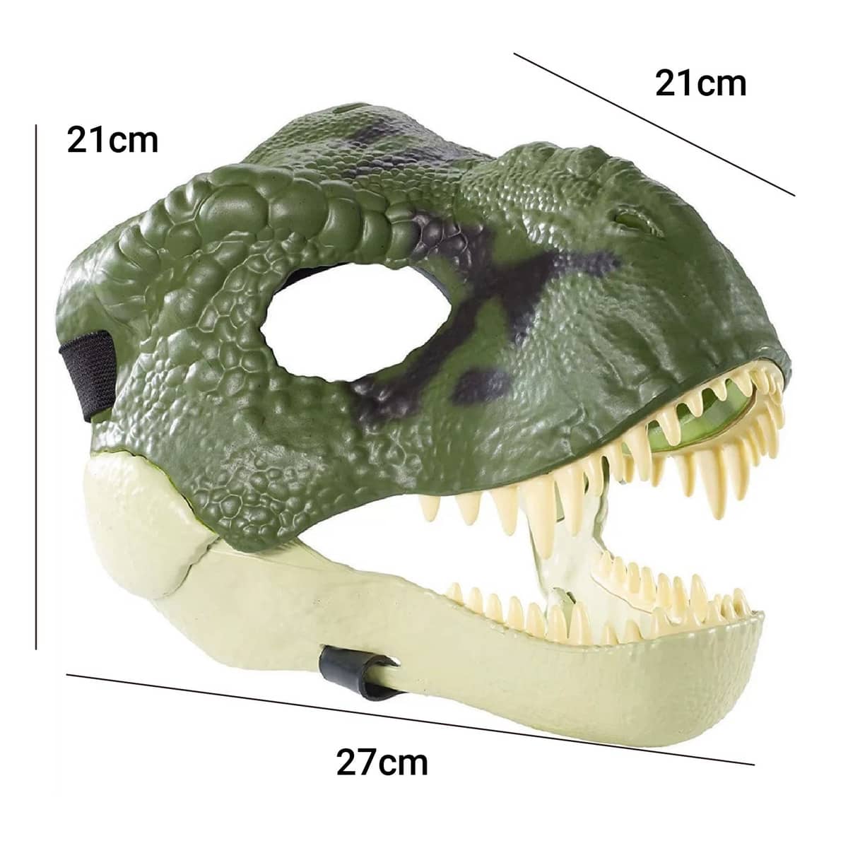 T Rex Dinosaur Costume Mask with Movable Jaw for Party and Cosplay - Green - view 5