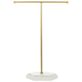 T-Shape Jewellery Display Stand for Earrings and Necklaces - White Base and Gold Frame