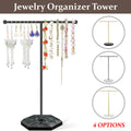 T-Shape Jewellery Display Stand for Earrings and Necklaces - White Base and Gold Frame - view 2
