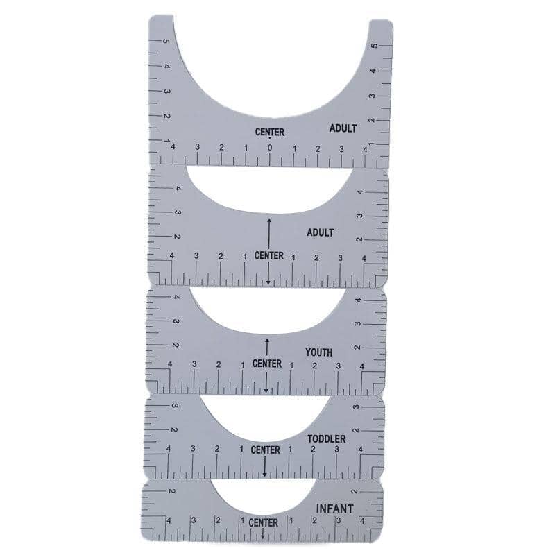 T-Shirt Alignment Ruler Set of 5 for Heat Press DIY Shirt Printing - White
