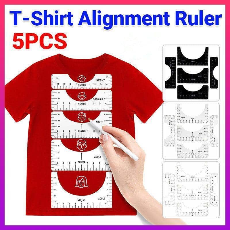 T-Shirt Alignment Ruler Set of 5 for Heat Press DIY Shirt Printing - White - view 2