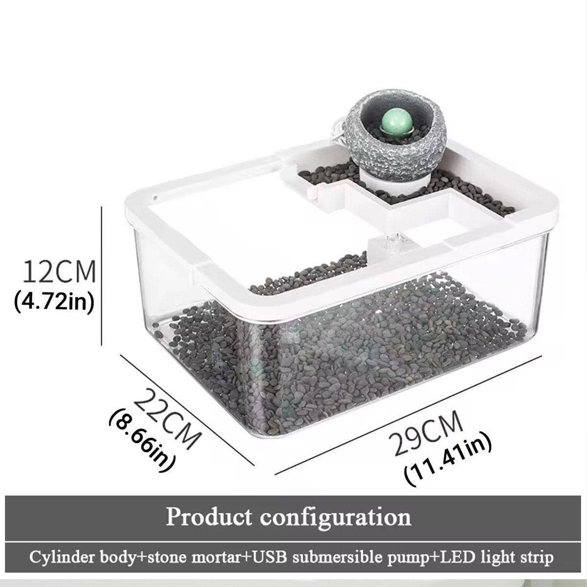 Tabletop Landscape Fish Aquarium with Silent Filter and LED Light - Black - view 4
