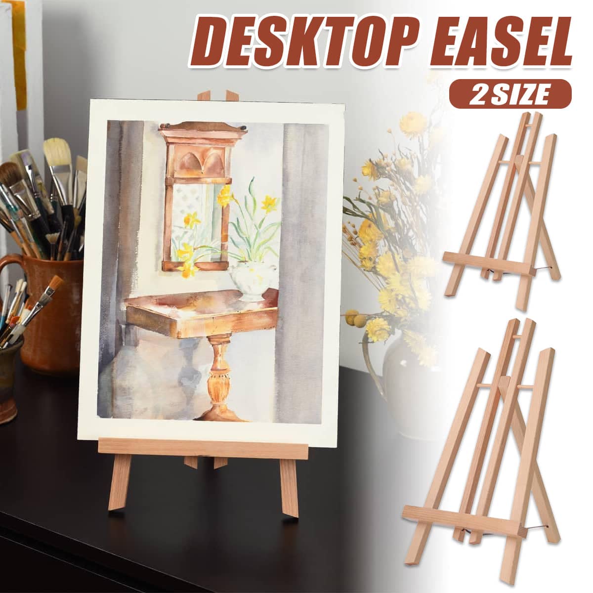 Tabletop Solid Wood Easel for Painting - 50 cm Size (24 x 50 cm) - view 2