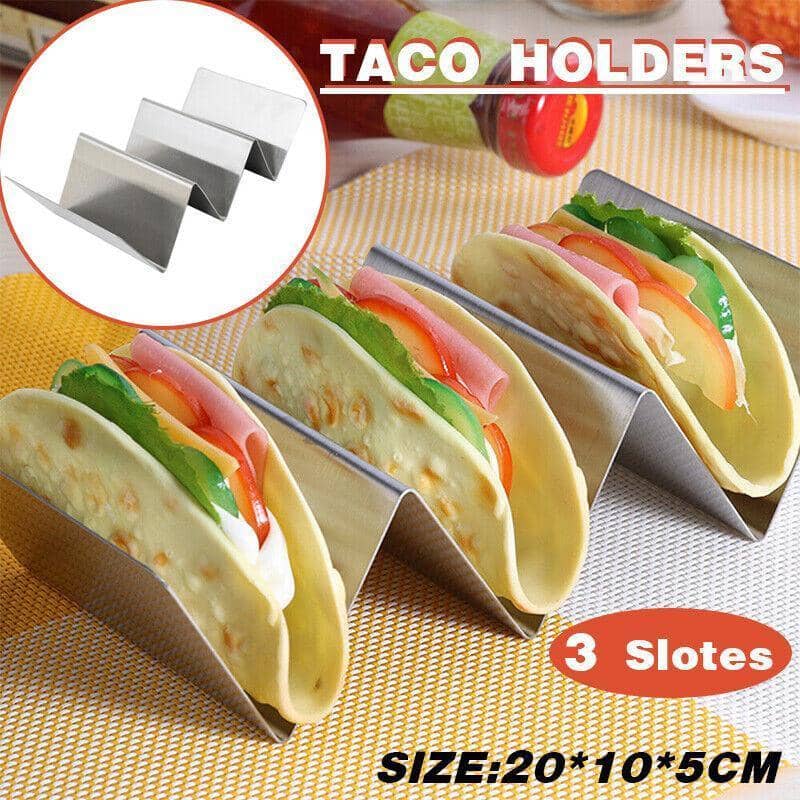 Taco Holder Stainless Steel Stand, 3 Compartments, 20 x 10 x 5 cm