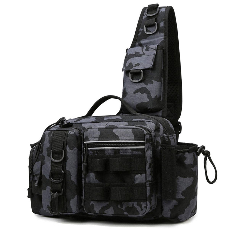 Tactical Fishing Backpack - Camouflage Black, 38 x 25 x 18 cm