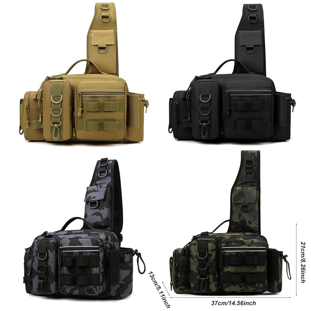 Tactical Fishing Backpack - Camouflage Black, 38 x 25 x 18 cm - view 4