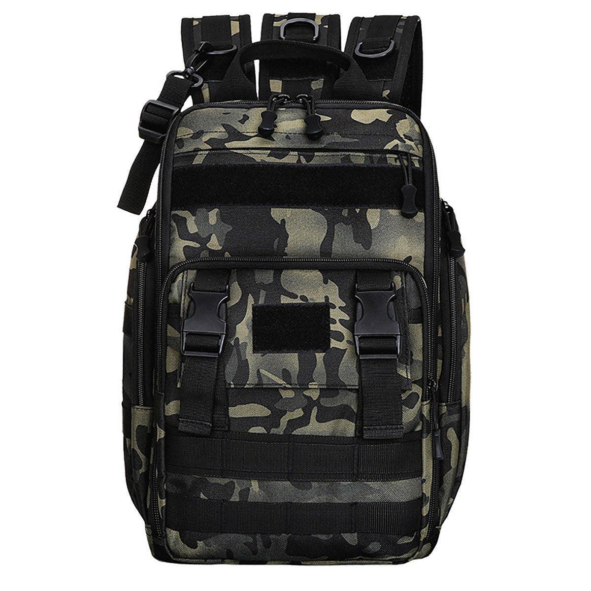 Tactical Fishing Backpack with Rod Holder Belt - Green Camouflage