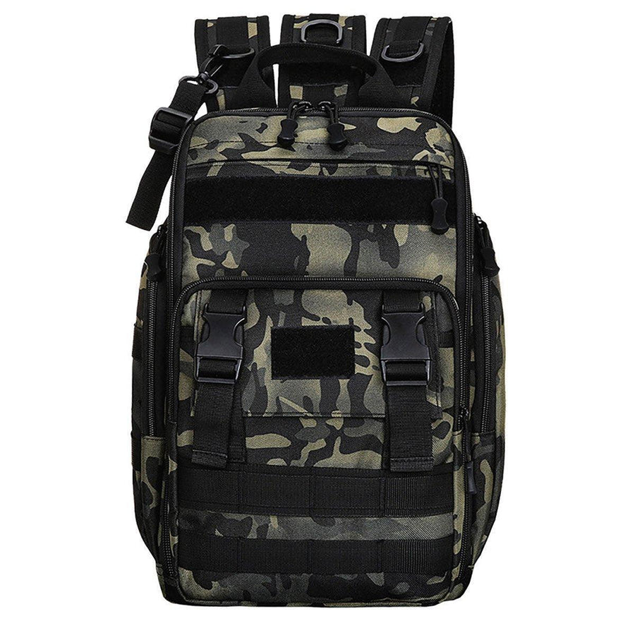 Tactical Fishing Backpack with Rod Holder Belt - Green Camouflage