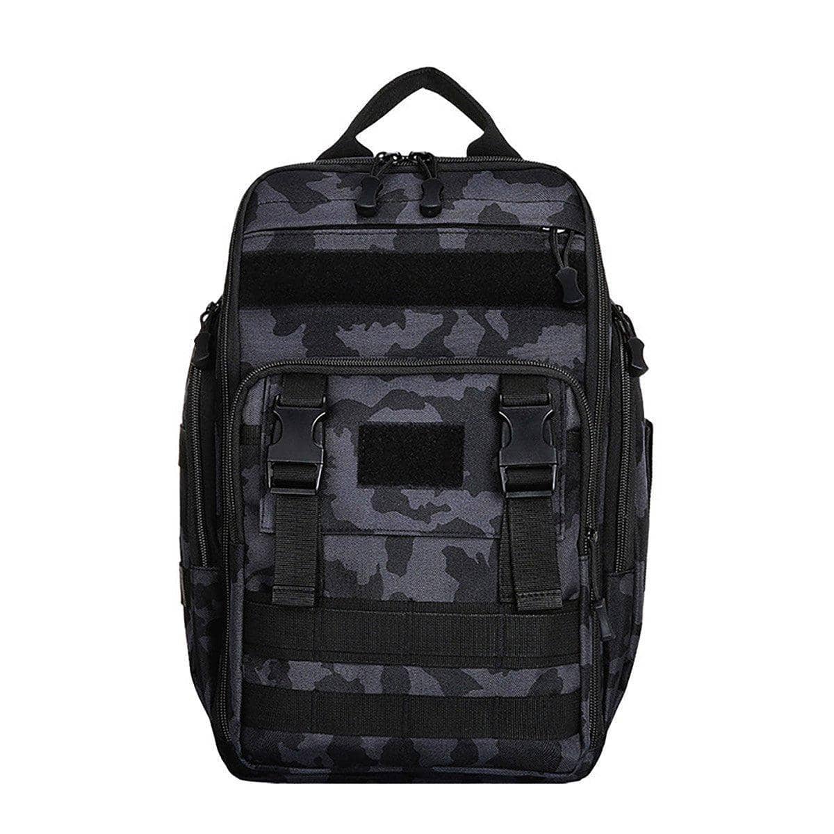 Tactical Fishing Backpack with Rod Holder Belt - Night Camouflage