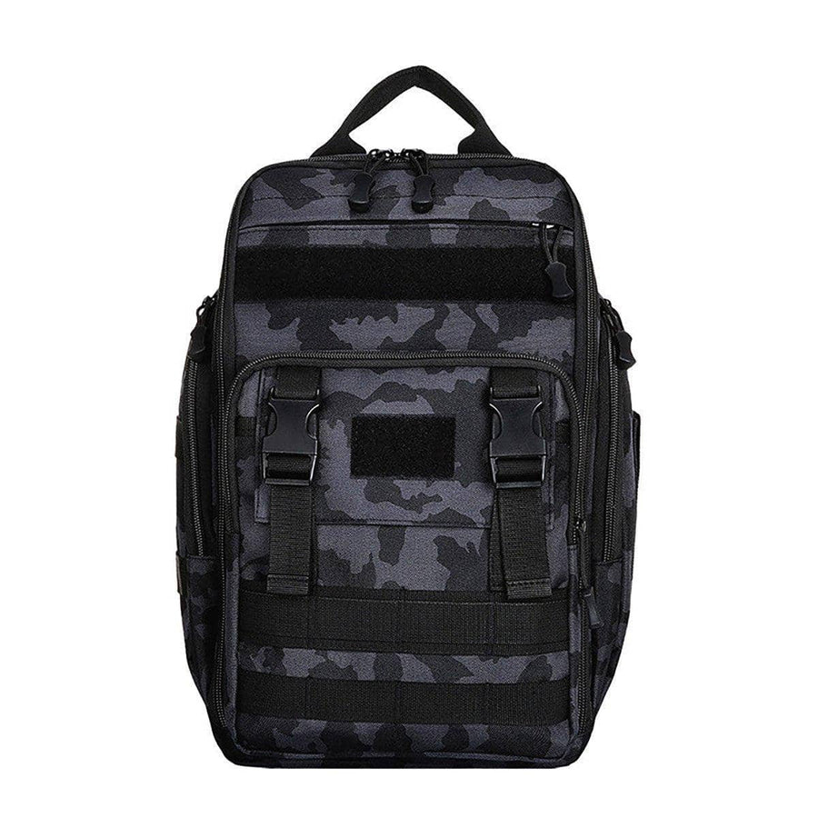 Tactical Fishing Backpack with Rod Holder Belt - Night Camouflage