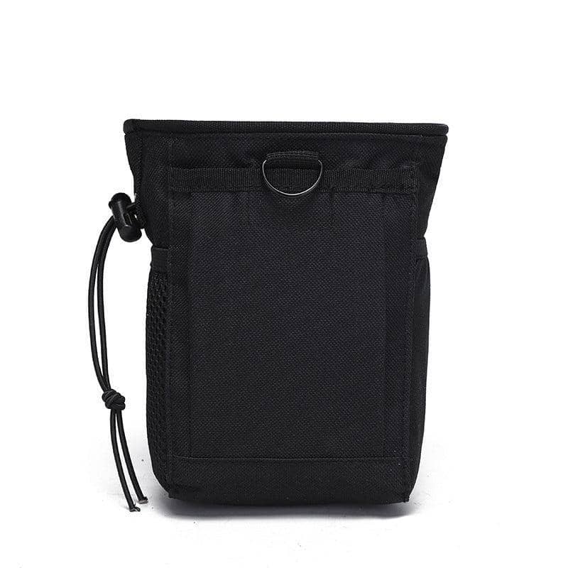 Tactical Molle Drawstring Pouch, Utility Belt Bag with Mesh Pocket - Black