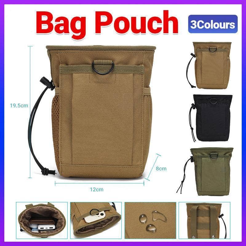 Tactical Molle Drawstring Pouch, Utility Belt Bag with Mesh Pocket - Black - view 2