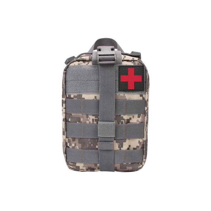 Tactical MOLLE Rip-Away Medical Pouch, Empty First Aid Utility Bag - Grey Digital Camouflage