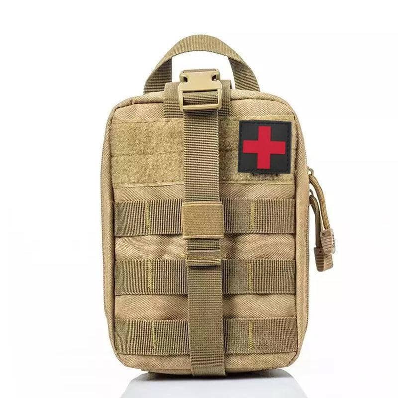 Tactical MOLLE Rip-Away Medical Pouch, Empty First Aid Utility Bag - Khaki