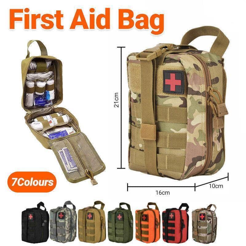 Tactical MOLLE Rip-Away Medical Pouch, Empty First Aid Utility Bag - Khaki - view 2