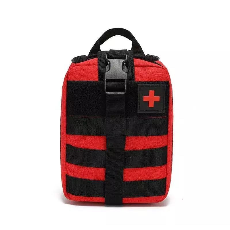 Tactical MOLLE Rip-Away Medical Pouch, Empty First Aid Utility Bag - Red