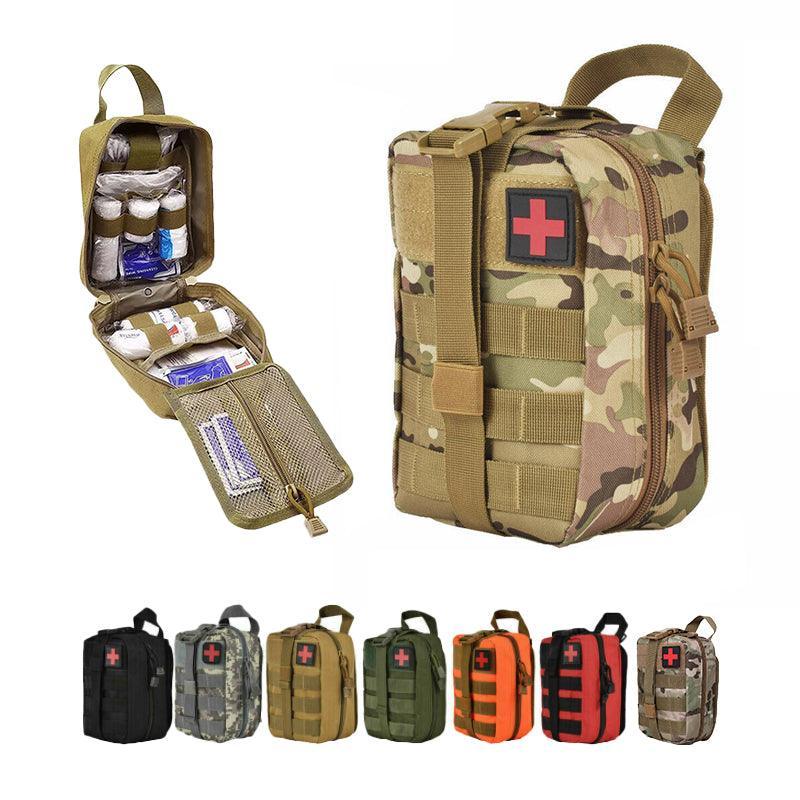 Tactical MOLLE Rip-Away Medical Pouch, Empty First Aid Utility Bag - Red - view 3