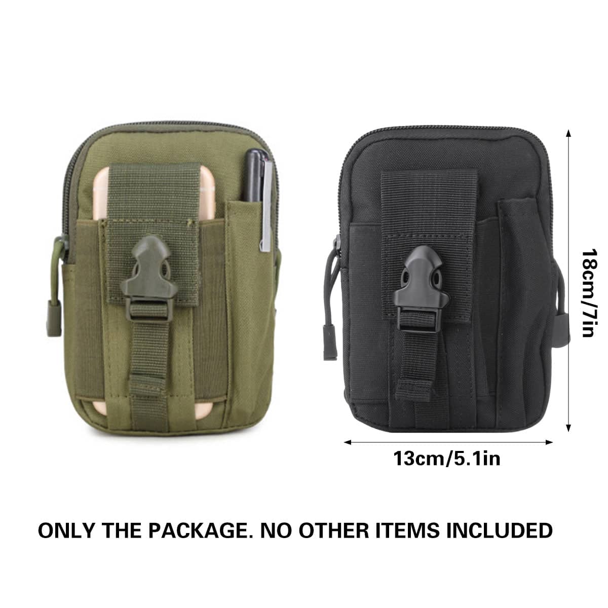 Tactical Waist Bag with MOLLE Straps for Hiking, Camping and Travel - Black - view 4