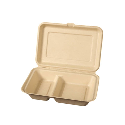Takeaway Bento Boxes with Dual Compartments - Kraft Tan, Pack of 50
