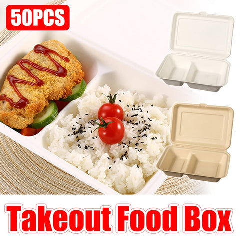Takeaway Bento Boxes with Dual Compartments - Kraft Tan, Pack of 50 - view 2