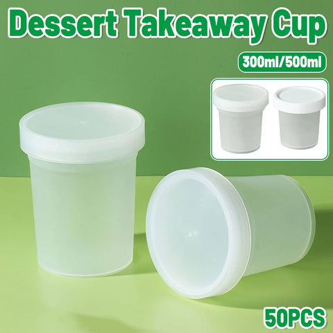 Takeaway Dessert Cups with Lids - 300 ml, Pack of 50 - view 2