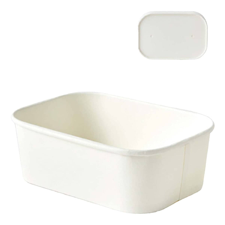 Takeaway Lunch Boxes with Lids, Leakproof 850 ml - White, Pack of 50