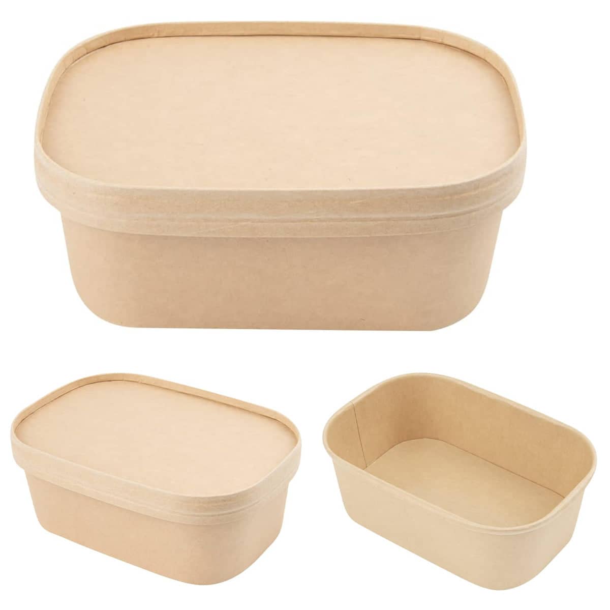 Takeaway Lunch Boxes with Lids, Leakproof 850 ml - White, Pack of 50 - view 5