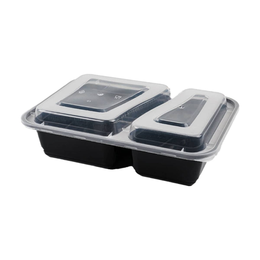 Takeout Containers with Clear Lids and Black Base, Pack of 30 - 950ml