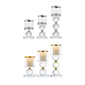Tall Glass Candlestick Holder Set of 3 with Crystal Spheres - Gold - view 3