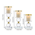 Tall Glass Candlestick Holder Set of 3 with Crystal Spheres - Gold - view 4
