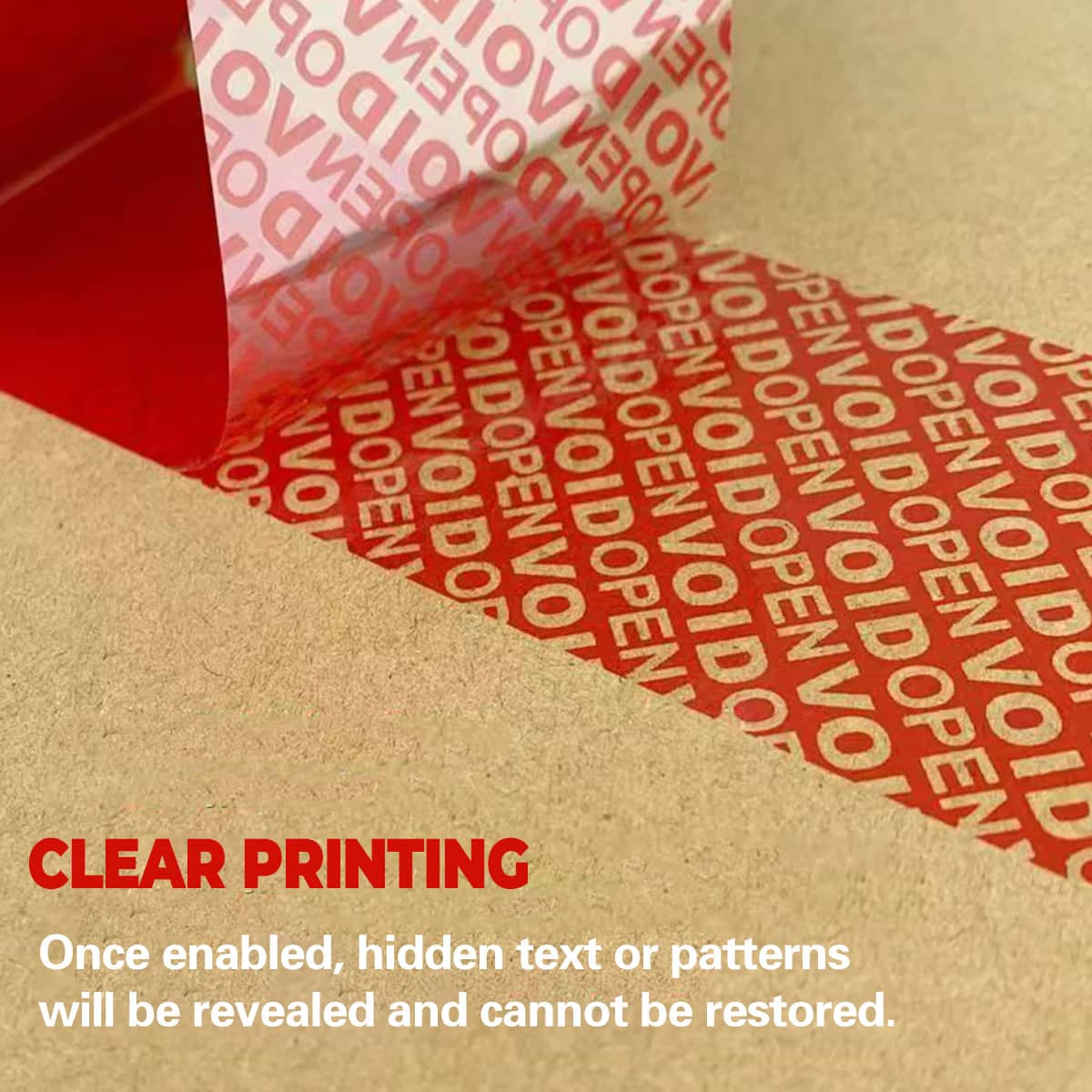 Tamper Evident Sealing Tape with Void Message, Red - 5 cm x 50 m - view 4