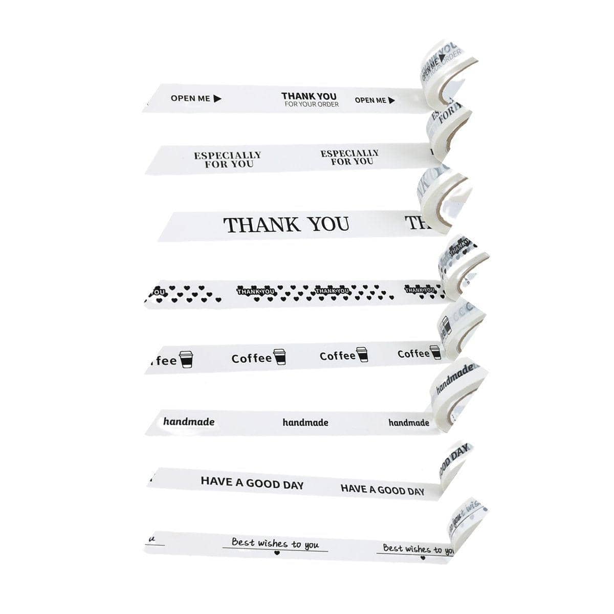 Tamper Proof Sealing Tape, Pack of 5 - Thank You in Black Serif Lettering - view 3