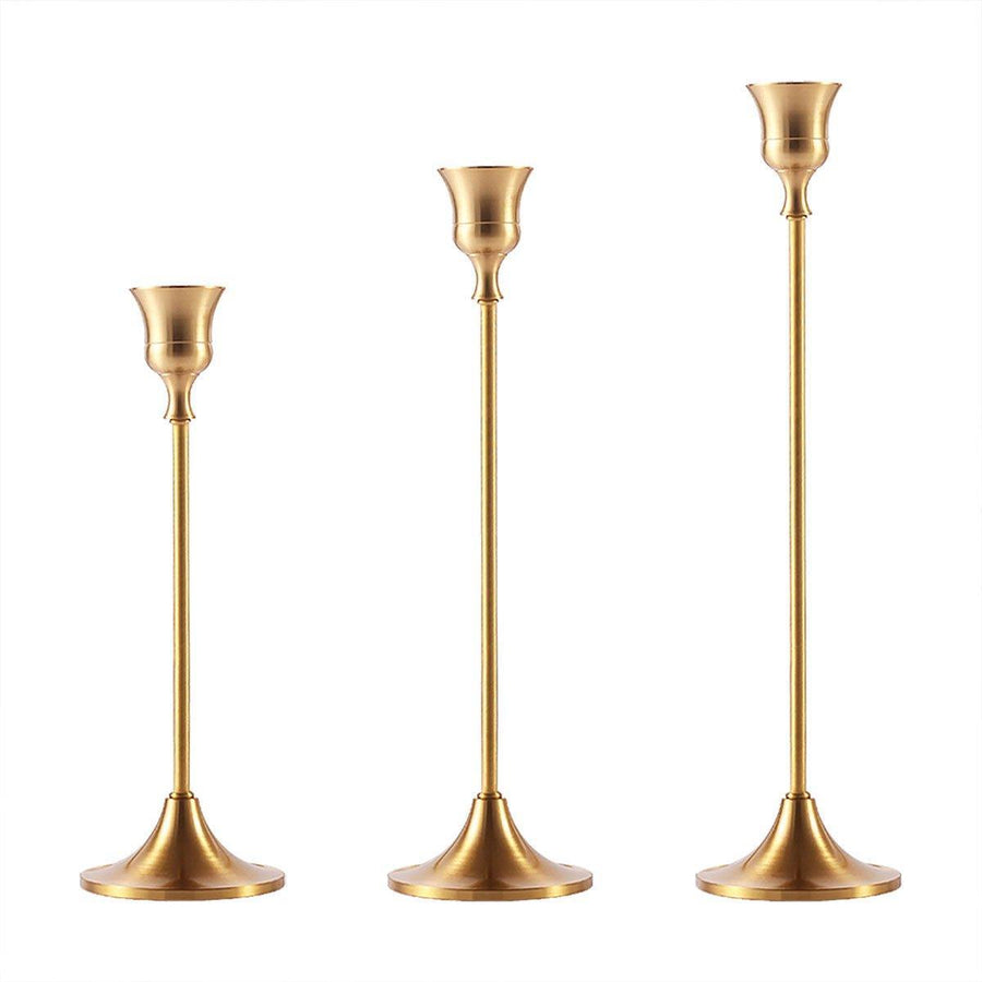 Taper Candle Holders, Set of 3 - Gold
