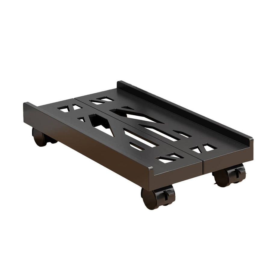 Telescopic Computer Tower Stand with Locking Swivel Casters - Black