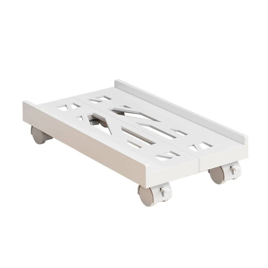 Telescopic Computer Tower Stand with Locking Swivel Casters - White