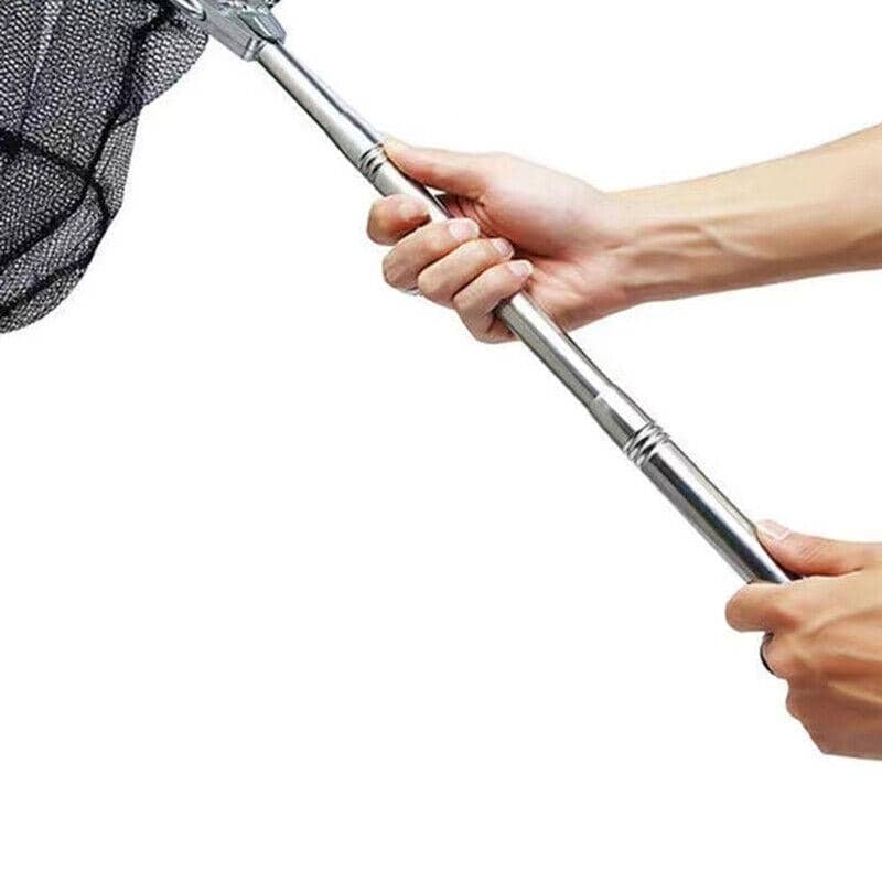 Telescopic Folding Fishing Landing Net - Black and Silver - view 3