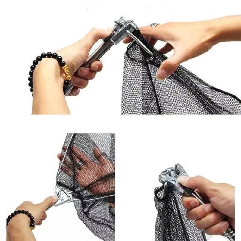 Telescopic Folding Fishing Landing Net - Black and Silver - view 5