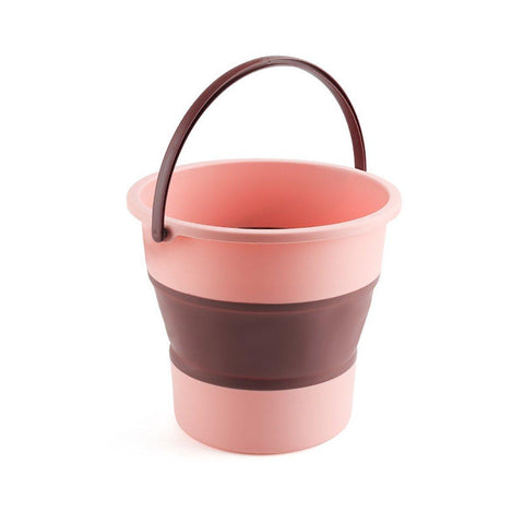 Telescopic Folding Water Bucket 16.8 L - Pink and Brown