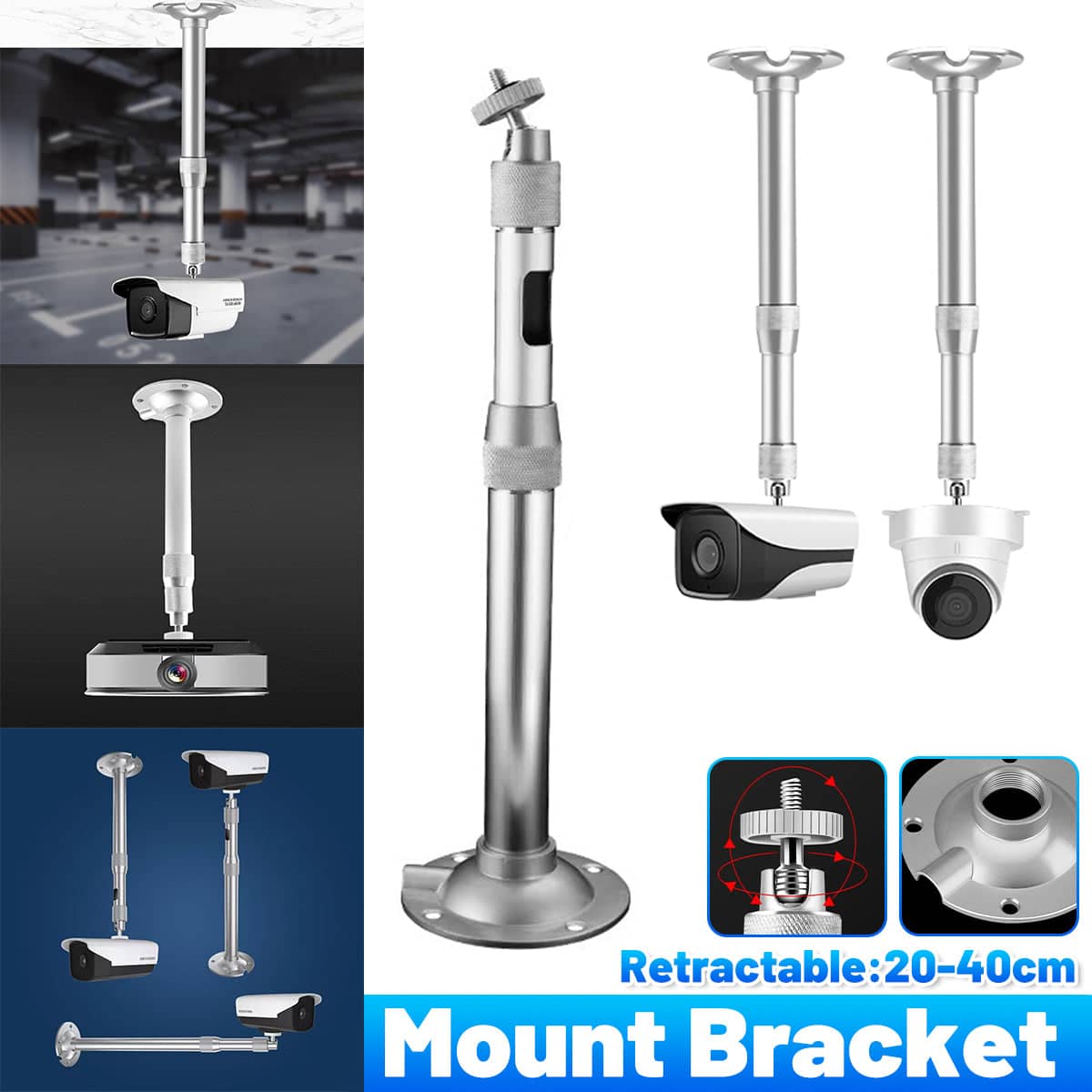 Telescopic Outdoor Wall Mount Camera Bracket, Aluminium Alloy