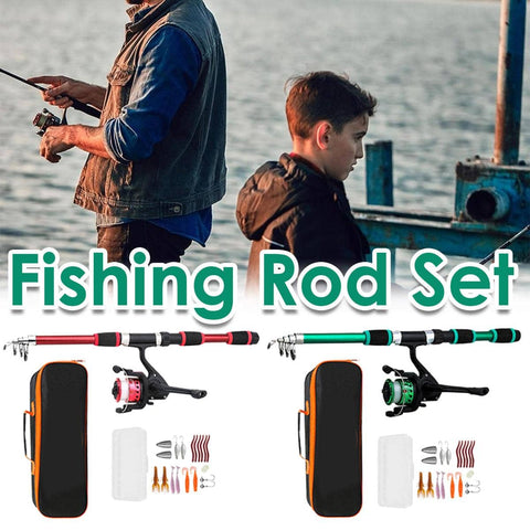 Telescopic Pocket Fishing Rod and Reel Combo with Carry Case and Tackle, Travel Rod - Green - view 2