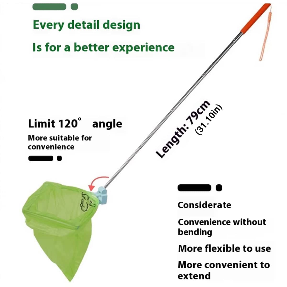 Telescopic Portable Poop Picker with Non Slip Handle and Waste Bag Holder for Dogs - view 3