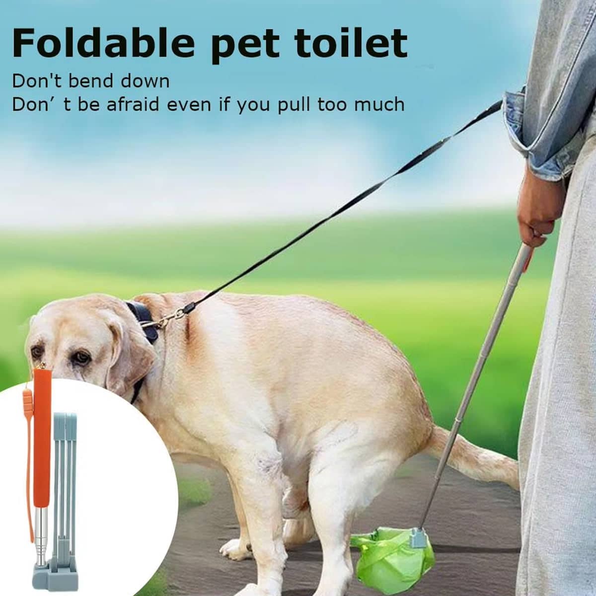 Telescopic Portable Poop Picker with Non Slip Handle and Waste Bag Holder for Dogs - view 5