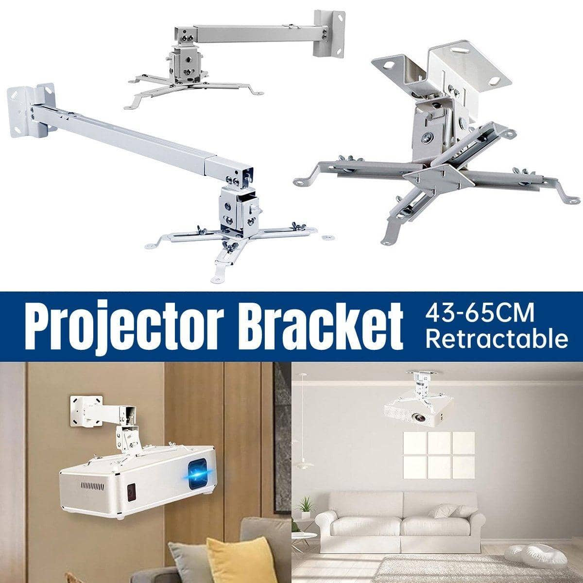 Telescopic Projector Ceiling Mount Bracket, 43 to 65 cm Adjustable