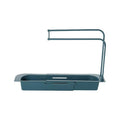 Telescopic Sink Rack with Drain Basket and Hooks - Blue